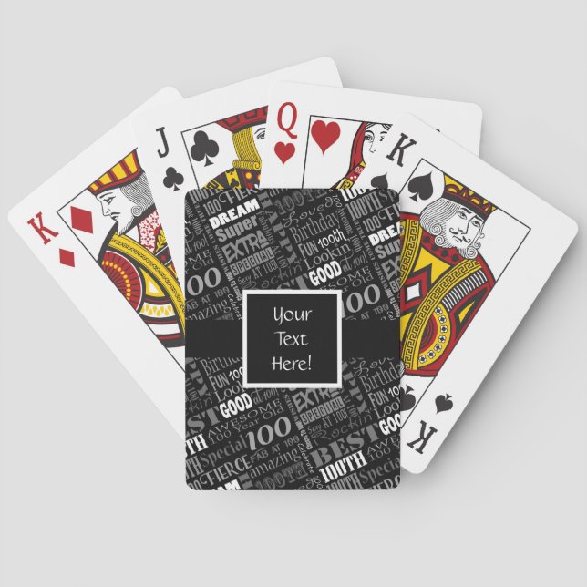 Fun 100th Birthday Party Personalised Monogram Playing Cards (Back)