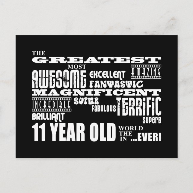 Fun 11th Birthday Party Greatest Eleven Year Old Invitation Postcard (Front)
