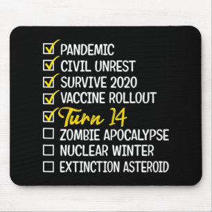 Fun 14th Birthday Gift 14 Years Old Quarantine 202 Mouse Mat