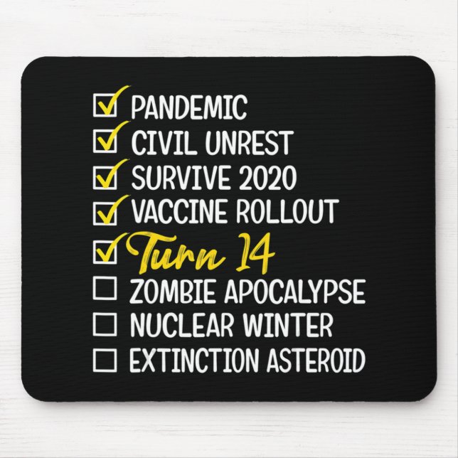 Fun 14th Birthday Gift 14 Years Old Quarantine 202 Mouse Mat (Front)