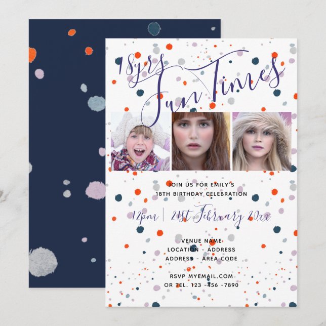 FUN 18th 21st 30th 40th Birthday Party Invitations (Front/Back)