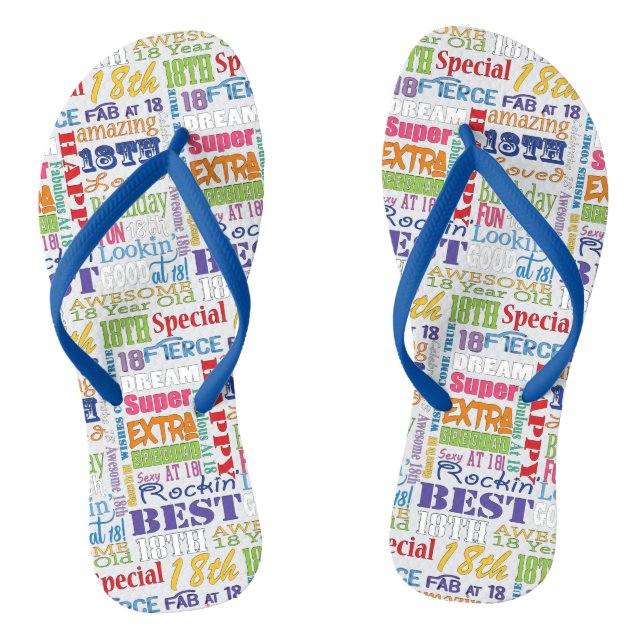 Fun 18th Birthday Party Favours Personalised Flip Flops (Footbed)