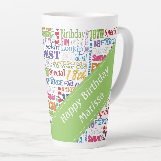 Fun 18th Birthday Party Favours Personalised Latte Mug (Right Angle)
