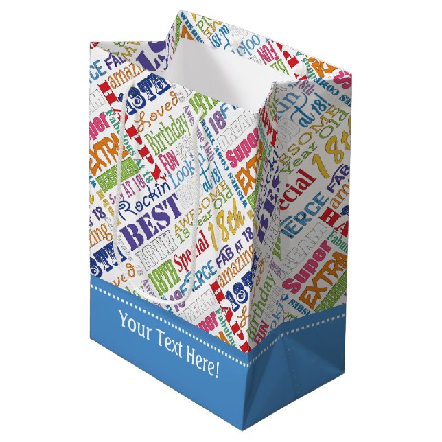 Fun 18th Birthday Party Favours Personalised Medium Gift Bag (Front Angled)