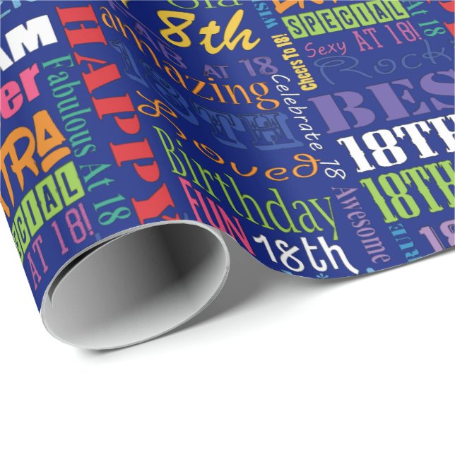 Fun 18th Birthday Party Personalised Monogram Wrapping Paper (Roll Corner)