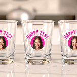 Fun 21st Birthday CUSTOM TEXT Photo<br><div class="desc">🥂 Create a Fun 21st Birthday Shot Glass with your text and photo. The ultimate toast for your big day! 🎉 #CustomShotGlass #21stBirthdayBash Fun birthday photo shot glass in a retro modern design. Year is customisable to suit any birthday year, wether it be your 21st, 30th, 40th, 50th or 60th...</div>