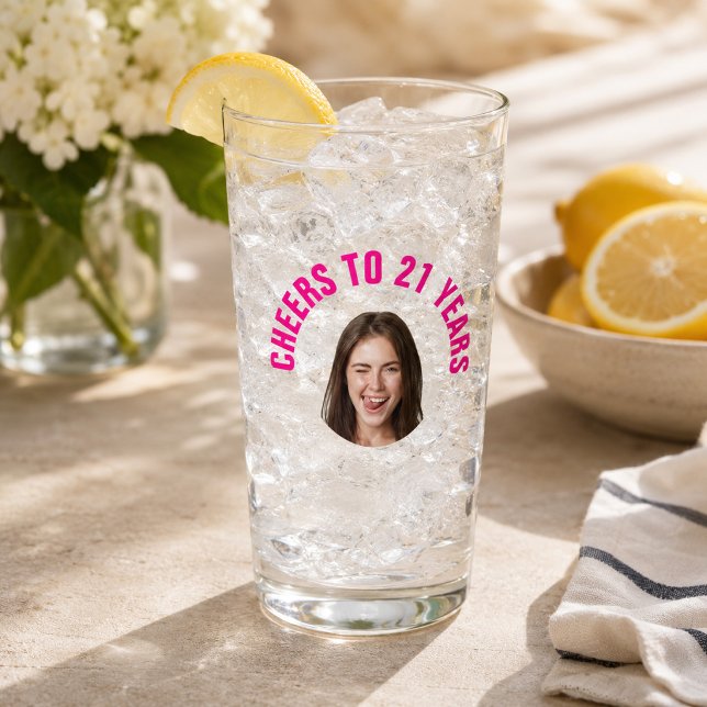Fun 21st Birthday CUSTOM TEXT Photo Glass (Creator Uploaded)