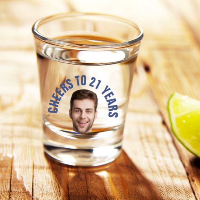Fun 21st Birthday CUSTOM TEXT Photo  Shot Glass (Creator Uploaded)