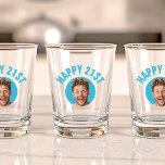 Fun 21st Birthday CUSTOM TEXT Photo  Shot Glass<br><div class="desc">Fun birthday photo shot glass in a retro modern design. Year is customisable to suit any birthday year, wether it be your 21st, 30th, 40th, 50th or 60th birthday party! To get the cutout effect please use a png file with background already cut out. If not, photo will appear as...</div>