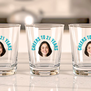 Fun 21st Birthday CUSTOM TEXT Photo  Shot Glass