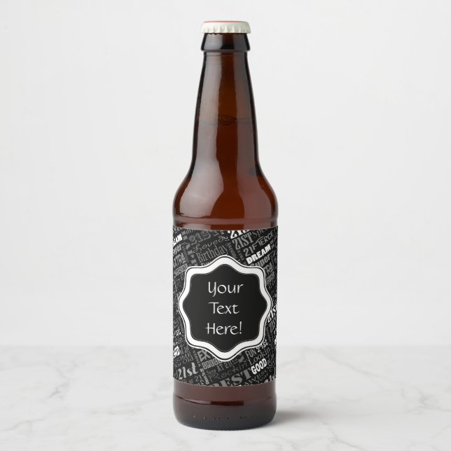 Fun 21st Birthday Party Personalised Monogram Beer Bottle Label (Front)