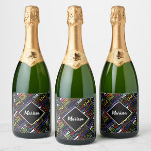 Fun 21st Birthday Party Personalised Monogram Sparkling Wine Label