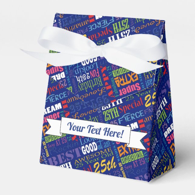 Fun 25th Birthday Party Personalised Monogram Favour Box (Front Side)