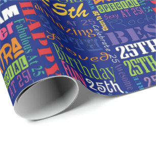 Fun 25th Birthday Party Personalised Monogram Wrapping Paper