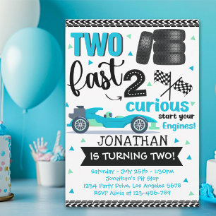 Fun 2nd Birthday Race Car Driver Invitation
