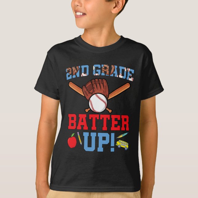 Fun 2nd Grade Baseball Player First Day Of School  T-Shirt (Front)