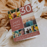 Fun 30 birthday terracotta 6 photo collage grid card<br><div class="desc">Modern simple 30th birthday boho terracotta 6 photo collage grid with editable colors and modern typography.</div>
