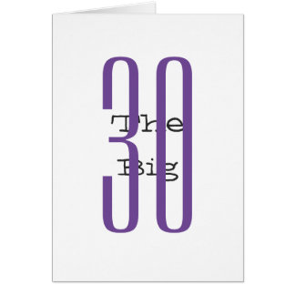 Fun, 30th birthday, big purple, black text, white.