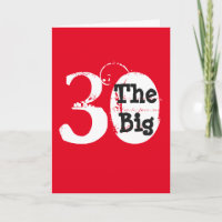 Fun, 30th birthday, white, black text on red.