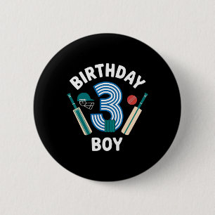 Fun 3rd Birthday Cricket Boys Kids 3 Year Old Cric 6 Cm Round Badge
