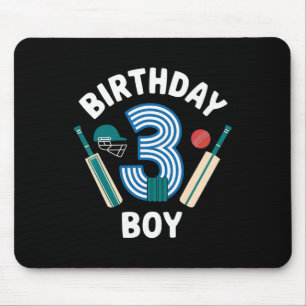 Fun 3rd Birthday Cricket Boys Kids 3 Year Old Cric Mouse Mat