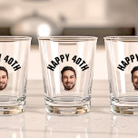 Fun 40th Birthday CUSTOM TEXT Photo  Shot Glass<br><div class="desc">Fun birthday photo shot glass in a retro modern design. Year is customisable to suit any birthday year, wether it be your 30th, 40th, 50th or 60th birthday party! To get the cutout effect please use a png file with background already cut out. If not, photo will appear as a...</div>