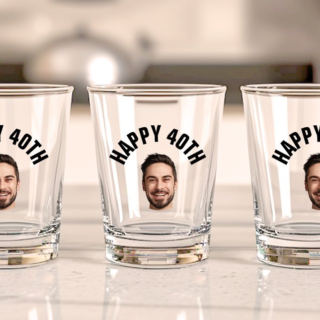 Fun 40th Birthday CUSTOM TEXT Photo  Shot Glass (Creator Uploaded)