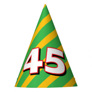 Fun 45th surprise Birthday party paper cone hats