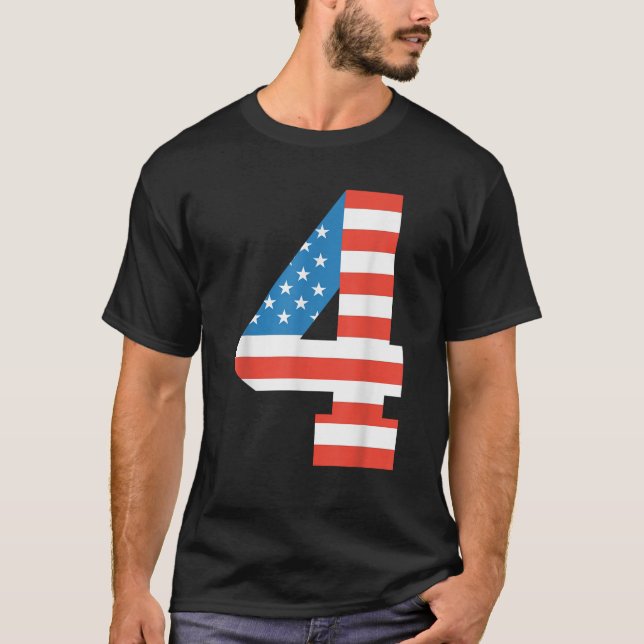 Fun 4th Birthday US American Flag 4th Of July Boy  T-Shirt (Front)
