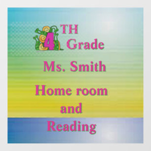 Fun 4th Grade School Room 6” X 6” Window Cling