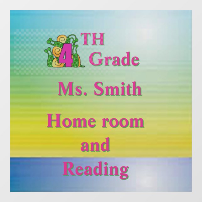 Fun 4th Grade School Room 6” X 6” Window Cling (Sheet)