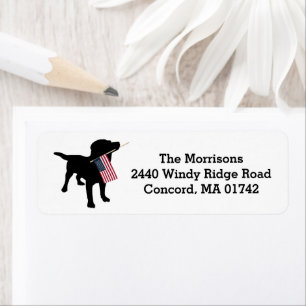 Fun 4th of July Black Lab with USA American Flag