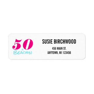 Fun 50 & Beachin Hot Pink Aquamarine Black Text