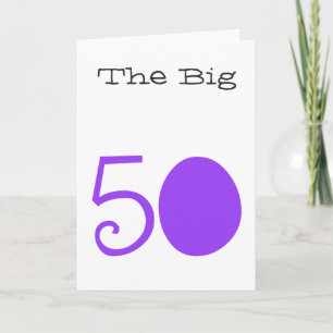Fun, 50th birthday, big purple, black text, white. card