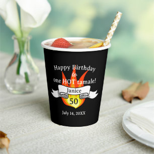 Fun 50th Birthday "Hot Tamale" Sassy Fire Photo Paper Cups