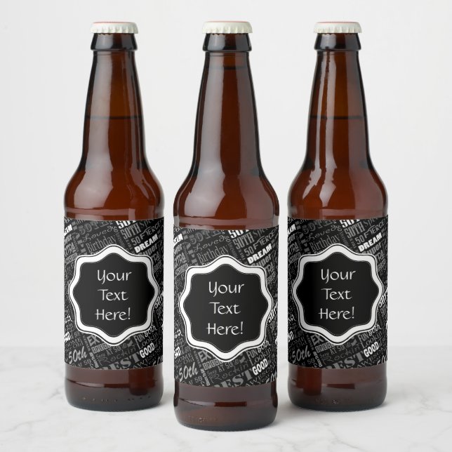 Fun 50th Birthday Party Personalised Monogram Beer Bottle Label (Bottles)