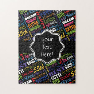 Fun 55th Birthday Party Personalised Monogram Jigsaw Puzzle
