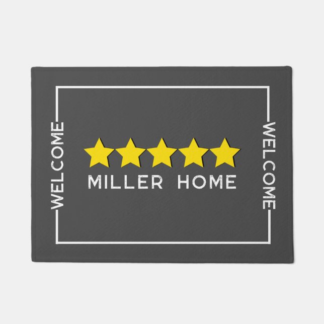 Fun 5 Star Review Family Name Custom Doormat (Front)