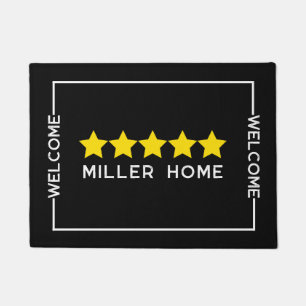 Fun 5 Star Review Rating Family Name Custom  Doormat
