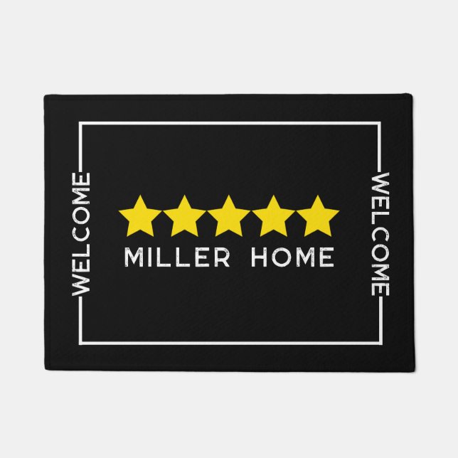 Fun 5 Star Review Rating Family Name Custom  Doormat (Front)