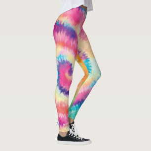 Fun 60s Tie Dye Colourful Hippie Peace Love Swirl Leggings
