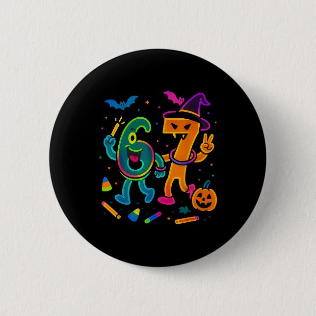 Fun 67 Meme Glow Style Halloween 6 7  Cm Round Badge (Front)