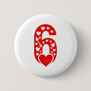 Fun 67 Number 6-7 6 7 Matching Valentine Six Seven 6 Cm Round Badge