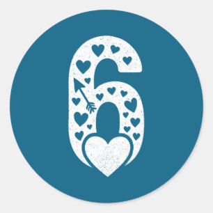 Fun 67 Number 6-7 6 7 Matching Valentine Six Seven Classic Round Sticker