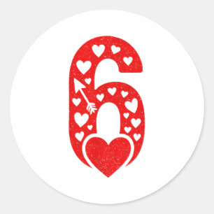 Fun 67 Number 6-7 6 7 Matching Valentine Six Seven Classic Round Sticker