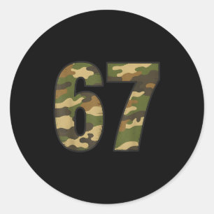 Fun 67 Six Seven Hunting Camo 6 7 Meme Gen Alpha C Classic Round Sticker