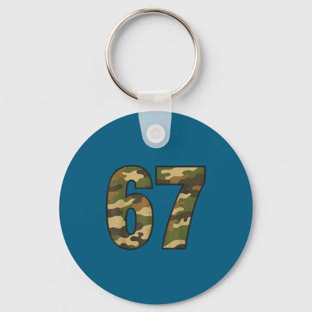 Fun 67 Six Seven Hunting Camo 6 7 Meme Gen Alpha C Key Ring (Front)