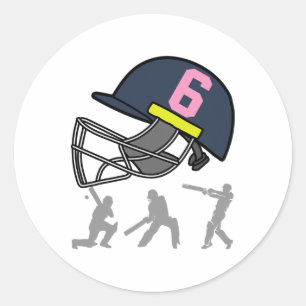 Fun 6th Birthday Cricket Player Boys Kids 6 Year O Classic Round Sticker