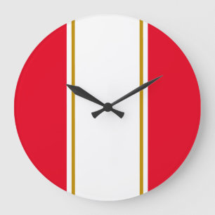 Fun 70s Bright Red White Vertical Racing Stripes Large Clock