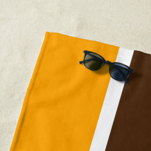 Fun 70s Brown Golden Orange Retro Summer Stripes Beach Towel